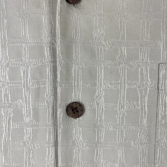 Tommy Bahama Silk Camp Shirt Mens XL Beige Short Sleeve Textured Hawaiian Relax - Picture 4 of 15